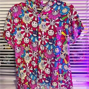 Colorful men’s Shirt with Smiley Flower Design